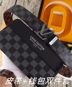 LV. Yilu Weideng Double Piece SetWooden box, belt+wallet, two-piece setGrade: Italian import 31xo94bz