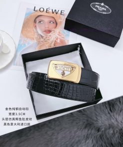 Prada stainless steel automatic buckle belt with a width of 3.5CM KGB2I180 quality style, hi tg00o3uy