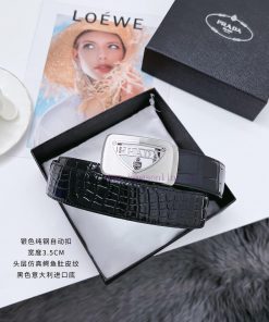Prada stainless steel automatic buckle belt with a width of 3.5CM KGB2I180 quality style, hi 2hvf4ir5