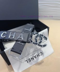 Chanel brass logo buckle calf leather silver metal 3.0cm boutique elastic, versatile and ele o6xsnreb