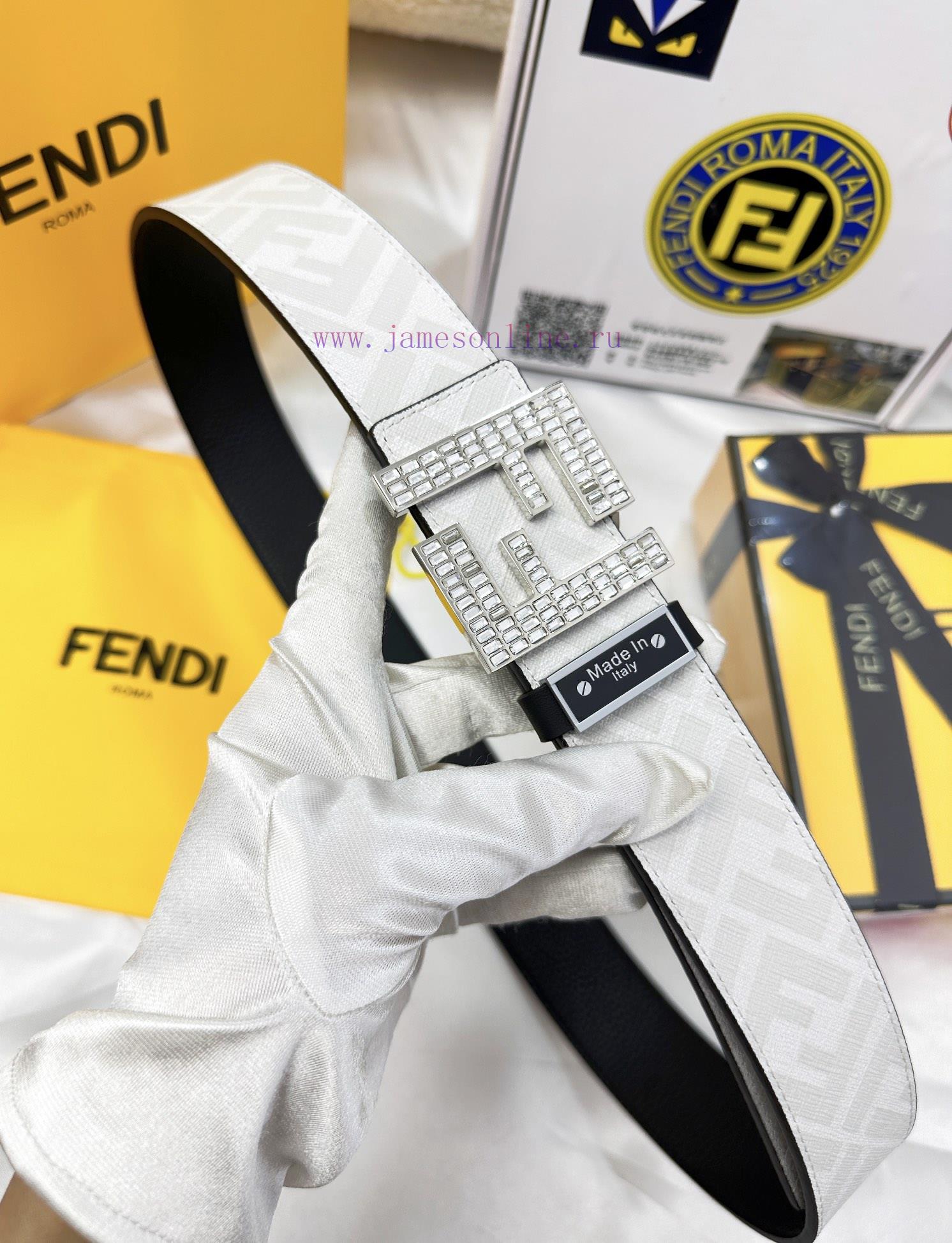 Belt FENDI Fendi ReproductionBelt made of 100% head layer cowhide with crocodile pattern, ev 4zlyo71u - Image 4