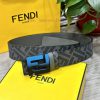 FENDI style, width 4.0CM, double ring front and back waist belt with FF nail buckle, dark bl 6zqg64uo