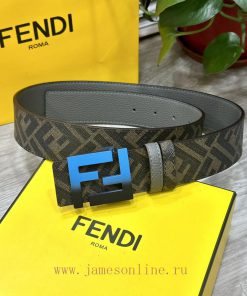 FENDI style, width 4.0CM, double ring front and back waist belt with FF nail buckle, dark bl jtomy7ul