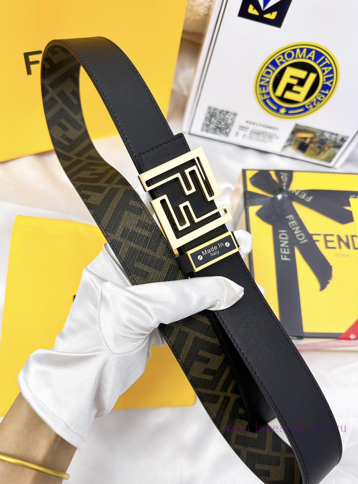 Belt FENDI Fendi ReproductionThe waistband is made of 100% cowhide, ensuring a double-layer rc8xgrjf - Image 7