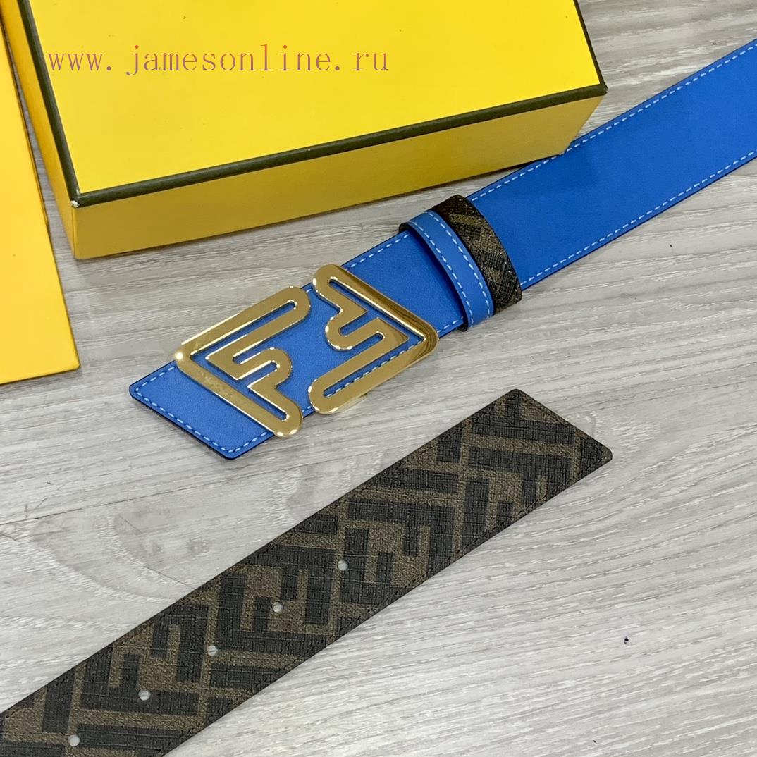 FENDI style with width of 4.0CM, double ring front and back waist belt, FF nail buckle, dual 19l5uxoi - Image 4