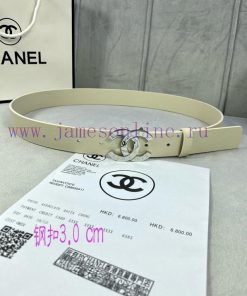 3.0cm width Chanel women's belt, new soft imported calf leather, gold silver patterned metal zztssr9d