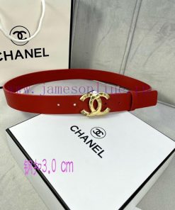 3.0cm width Chanel women's belt, new soft imported calf leather, gold silver patterned metal 0jcw5tbz