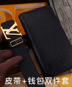 LV. Louis Vuitton Double Piece SetWooden box, belt+wallet, two-piece setGrade: Imported 100% gwvefaqi
