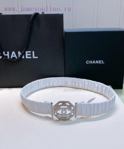 Top tier The correct versionC hanel 22 water drill Pearl square buckle Calfskin elastic wais viu6owkj