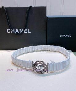 Top tier The correct versionC hanel 22 water drill Pearl square buckle Calfskin elastic wais 2o4bh4iz