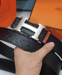 HERMES. HermesOstrich leather pattern men's leather belt with a width of 3.8cm. The belt bod oa4p7cx5