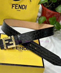 FENDL 40MM wide double-sided original calf leather with a single ruthenium palladium plated 119bgedb