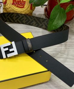 FENDI style with width of 4.0CM, double ring front and back waist belt, FF nail buckle, dual wzhi9eit