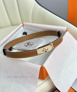 Hermes Women's BeltFull set of 1.8mm women's Kelly original imported leather K gold/platinum ovm7p5p5