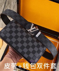 LV. Yilu Weideng Double Piece SetWooden box, belt+wallet, two-piece setGrade: Italian import wm21qzoc