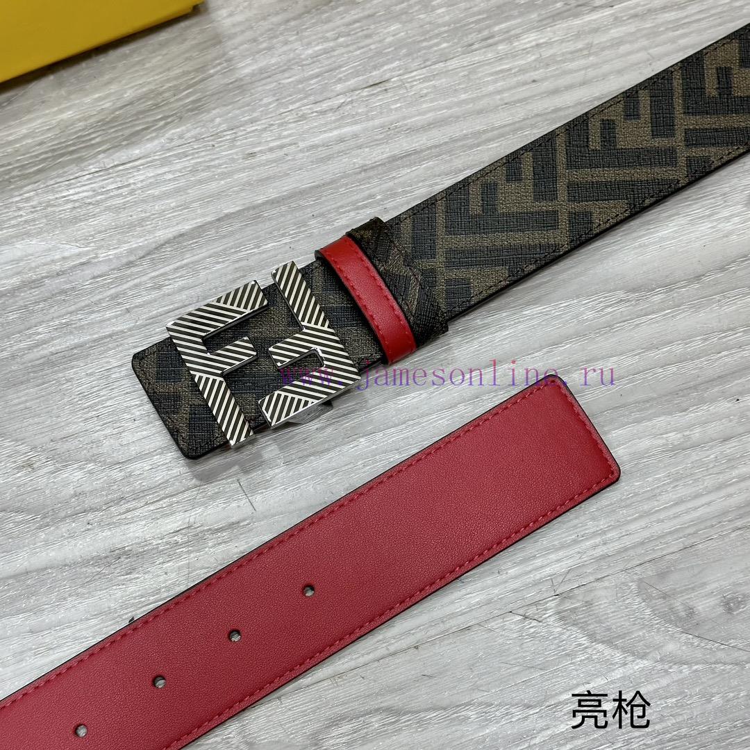 FENDI style with width of 4.0CM, double ring front and back waist belt, FF nail buckle, red t8j4dhxh - Image 4