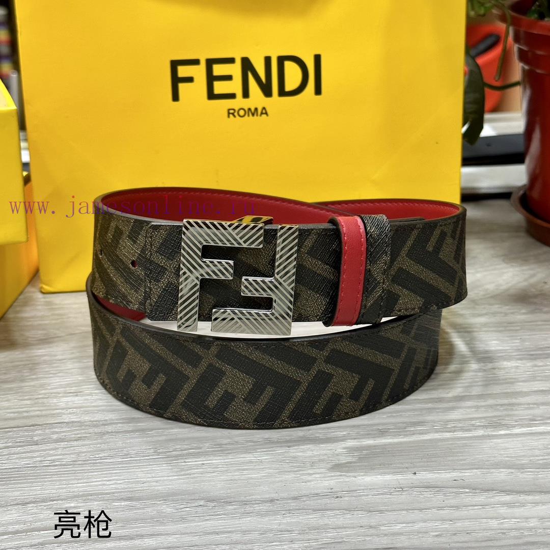 FENDI style with width of 4.0CM, double ring front and back waist belt, FF nail buckle, red t8j4dhxh - Image 6