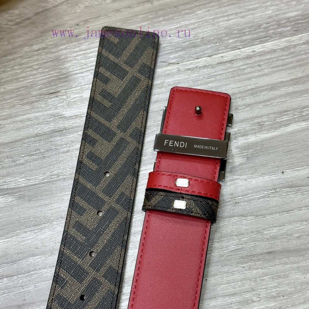 FENDI style with width of 4.0CM, double ring front and back waist belt, FF nail buckle, red t8j4dhxh - Image 9