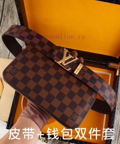 LV. Yiluweideng two-piece setWooden box, belt+wallet, two-piece setGrade: Italian imported 1 ksmy0pgz