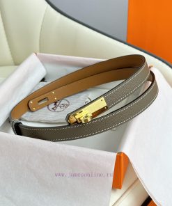 Hermes Women's BeltFull set of 1.8mm women's Kelly original imported leather K gold/platinum ec88pqug