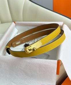 Hermes Women's BeltFull set of 1.8mm women's Kelly original imported leather K gold/platinum x192d98o