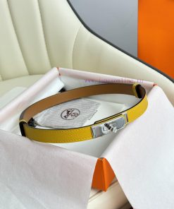 Hermes Women's BeltFull set of 1.8mm women's Kelly original imported leather K gold/platinum 3298cxyi