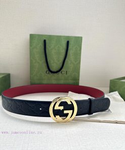Width 4.0cm Gucci interlocking double G steel buckle, derived from modern style collection d b7ms00jt
