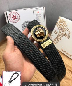 Versace checkered cowhide belt body, exquisite buckle craftsmanship, luxurious and noble sty b9porvgj