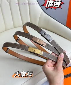 Hermes Women's BeltFull set of 1.8mm women's Kelly original imported leather K gold/platinum mf1zh761