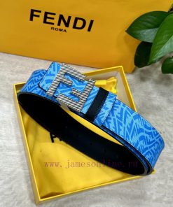 FENDL original custom sky blue FF Vertigo pattern leather with FF nail steel buckle, 40MM wi 8dkbswuf