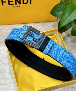 FENDL original custom sky blue FF Vertigo pattern leather with FF nail steel buckle, 40MM wi k2gdw6jk