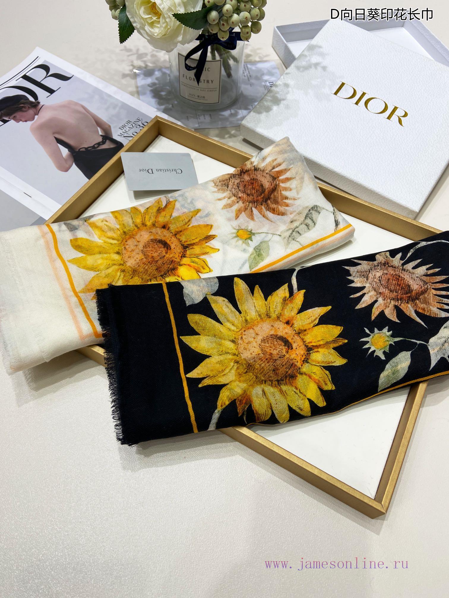 New Dior Cashmere Scarf D Sunflower Printed Scarf for VIP Recommendation: Be sure to start qewb1rlcq - Image 3