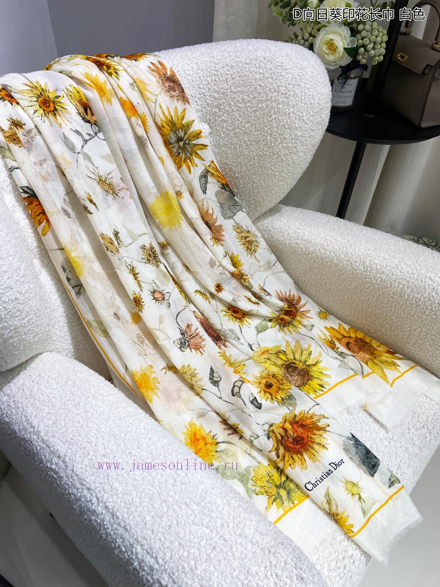 New Dior Cashmere Scarf D Sunflower Printed Scarf for VIP Recommendation: Be sure to start qewb1rlcq - Image 9