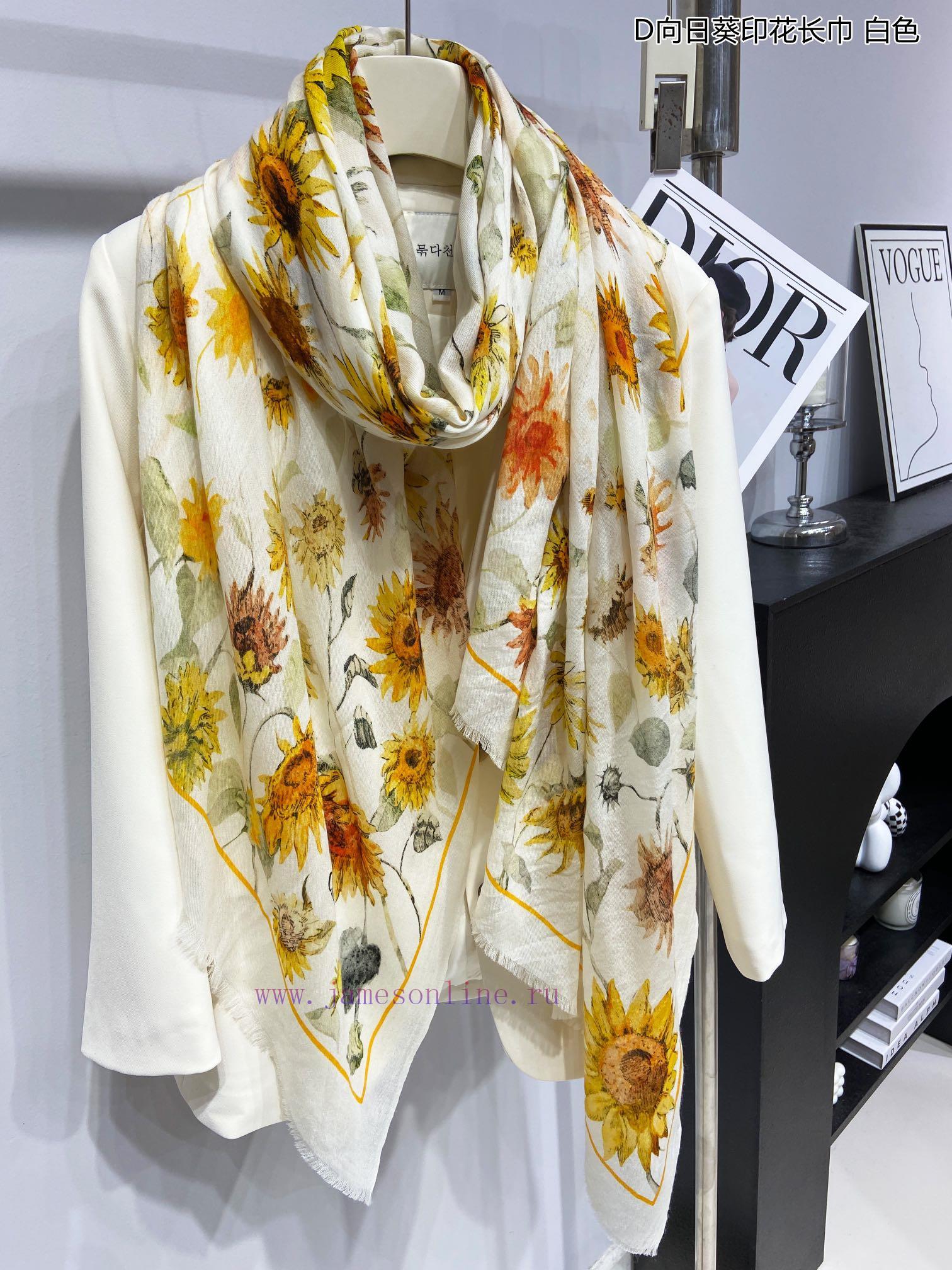 New Dior Cashmere Scarf D Sunflower Printed Scarf for VIP Recommendation: Be sure to start qewb1rlcq - Image 11