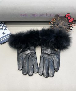 Hermes 2024 🧤 Autumn and winter big H fox fur sheepskin gloves mobile phone touch screen, wo3j0th4cv
