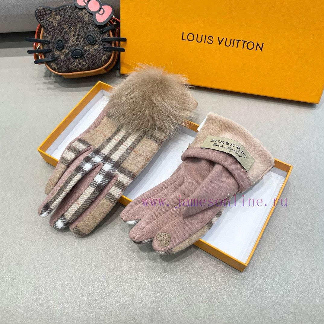 Burberry's New Big Fox Hair Ball Wool Gloves 🧤 Fashionable gloves, warm autumn and winter wi2sos0iox - Image 6