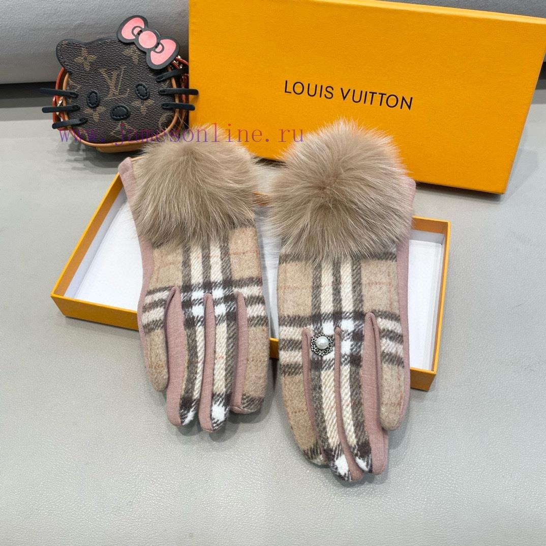 Burberry's New Big Fox Hair Ball Wool Gloves 🧤 Fashionable gloves, warm autumn and winter wi2sos0iox - Image 7