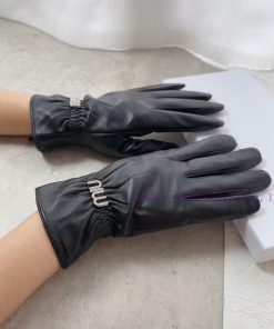 Miumiu Women's Sheepskin Gloves, Fashionable Gloves, Warm in Autumn and Winter with Velvet Ie720dg88
