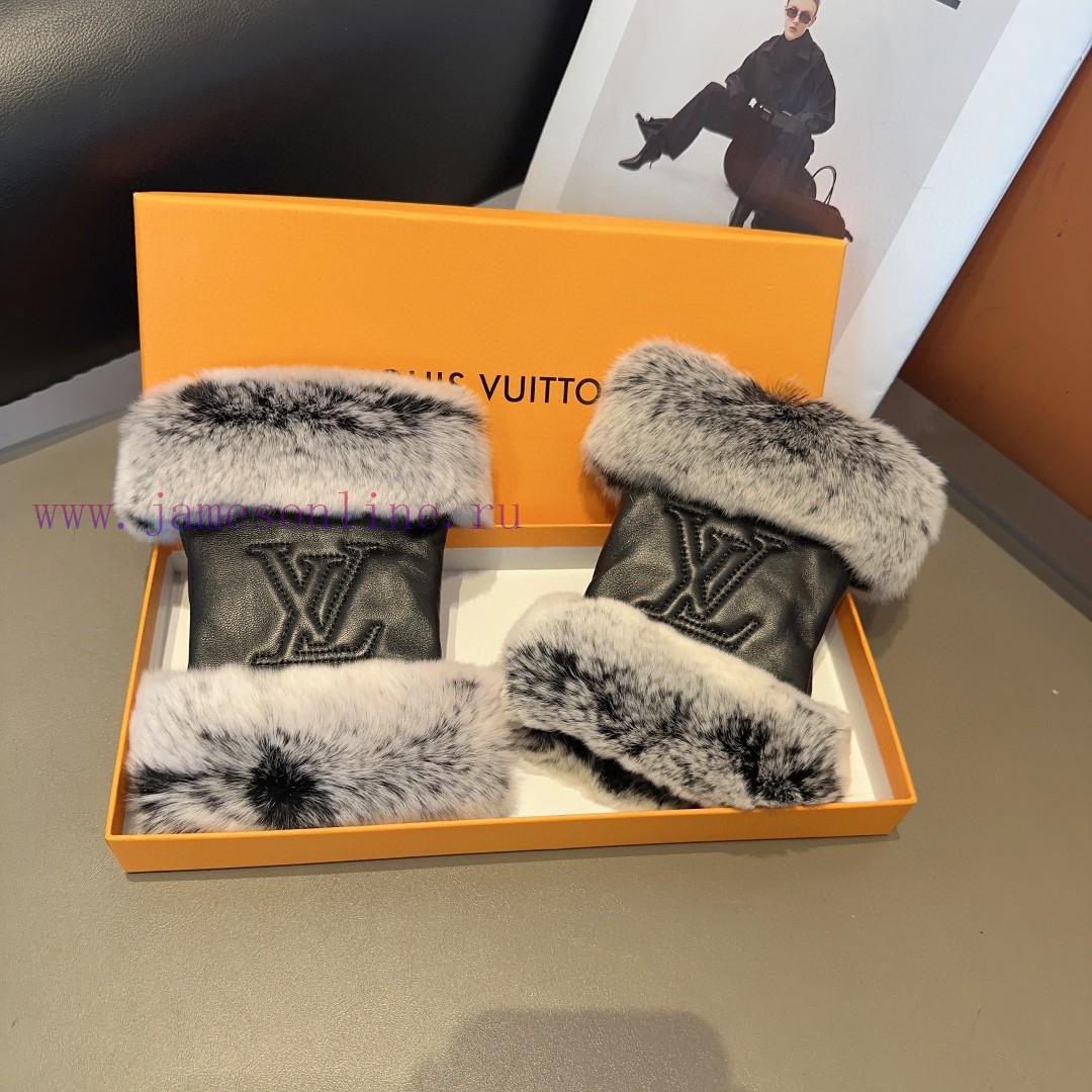 LV autumn and winter short lazy rabbit fur sheepskin embroidered gloves are worth comparing lbf3m2jr - Image 5