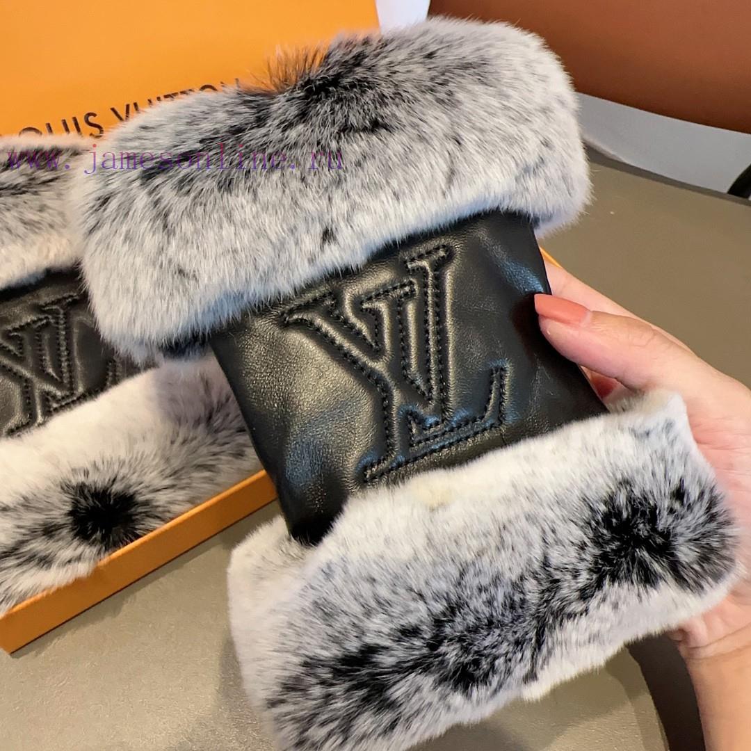 LV autumn and winter short lazy rabbit fur sheepskin embroidered gloves are worth comparing lbf3m2jr - Image 9
