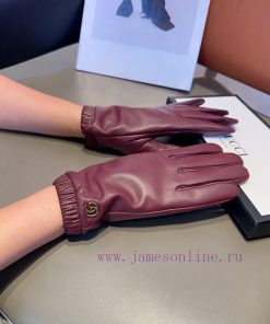 Gucci Women's Sheepskin Gloves, Fashionable Gloves, Warm and Velvet Inner for Autumn and Win6gpmdbwc