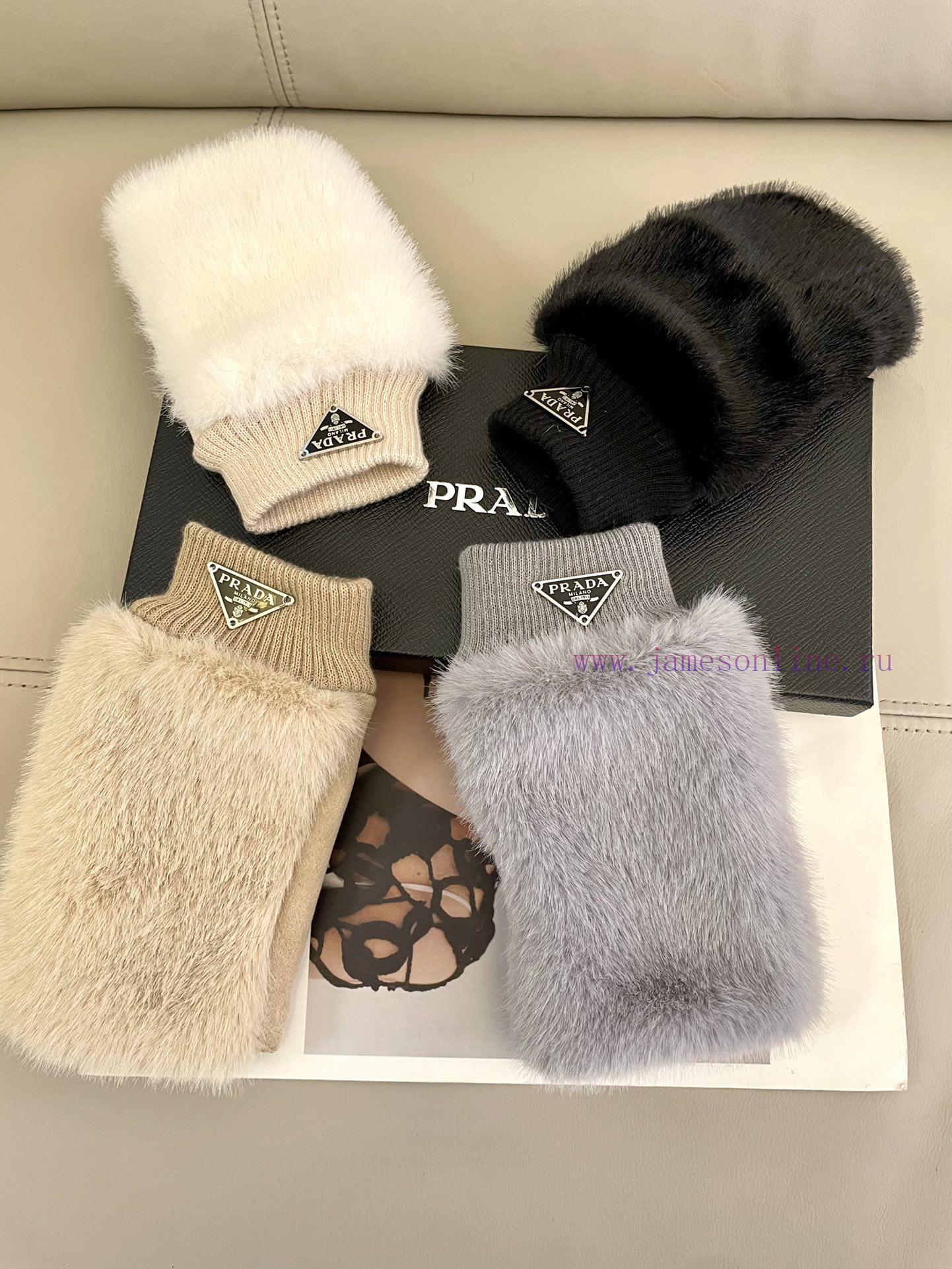 Prada autumn and winter women's gloves wool gloves 🦙 Imitation mink fur winter outfit with clstsimuv - Image 3