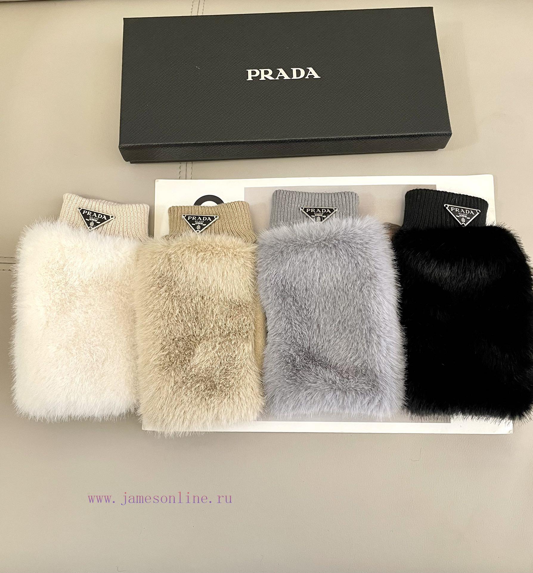 Prada autumn and winter women's gloves wool gloves 🦙 Imitation mink fur winter outfit with clstsimuv - Image 4