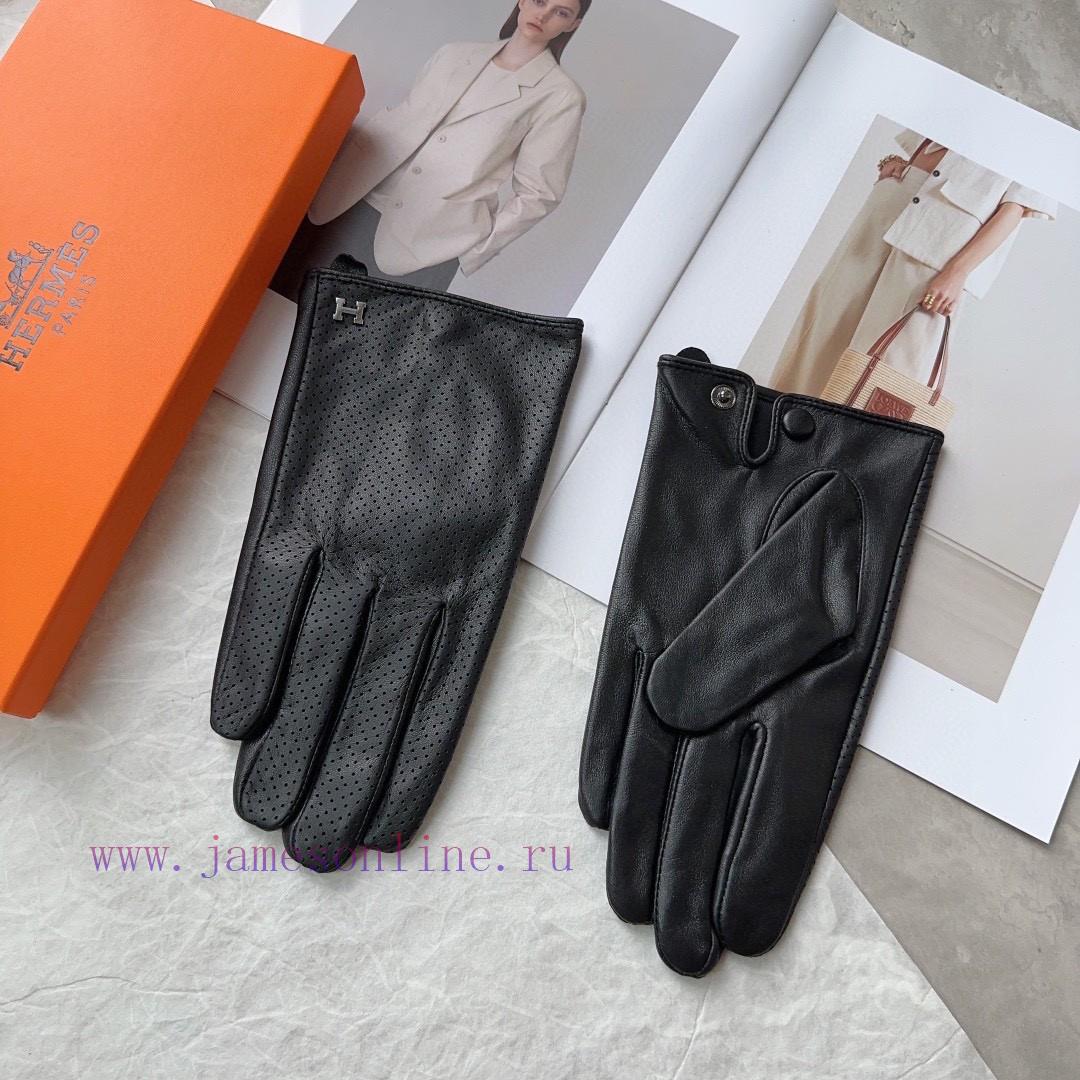 Hermes Men's Sheepskin Gloves, Fashionable Gloves, Warm Interior for Autumn and Winter, Clascd6kx9qb - Image 5