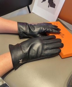 Hermes Men's Sheepskin Gloves, Fashionable Gloves, Warm in Autumn and Winter with Velvet Innulcep6hb