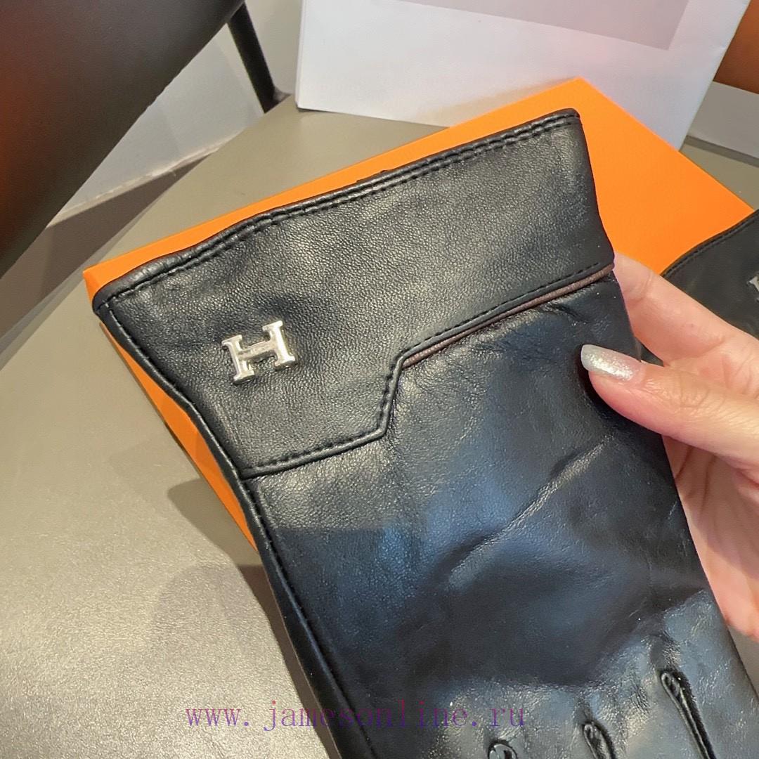 Hermes Men's Sheepskin Gloves, Fashionable Gloves, Warm in Autumn and Winter with Velvet Innulcep6hb - Image 8