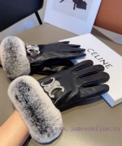 Celine Sheepskin Gloves, Fashionable Gloves, Warm Interior for Autumn and Winter, Classic ancjedo49h