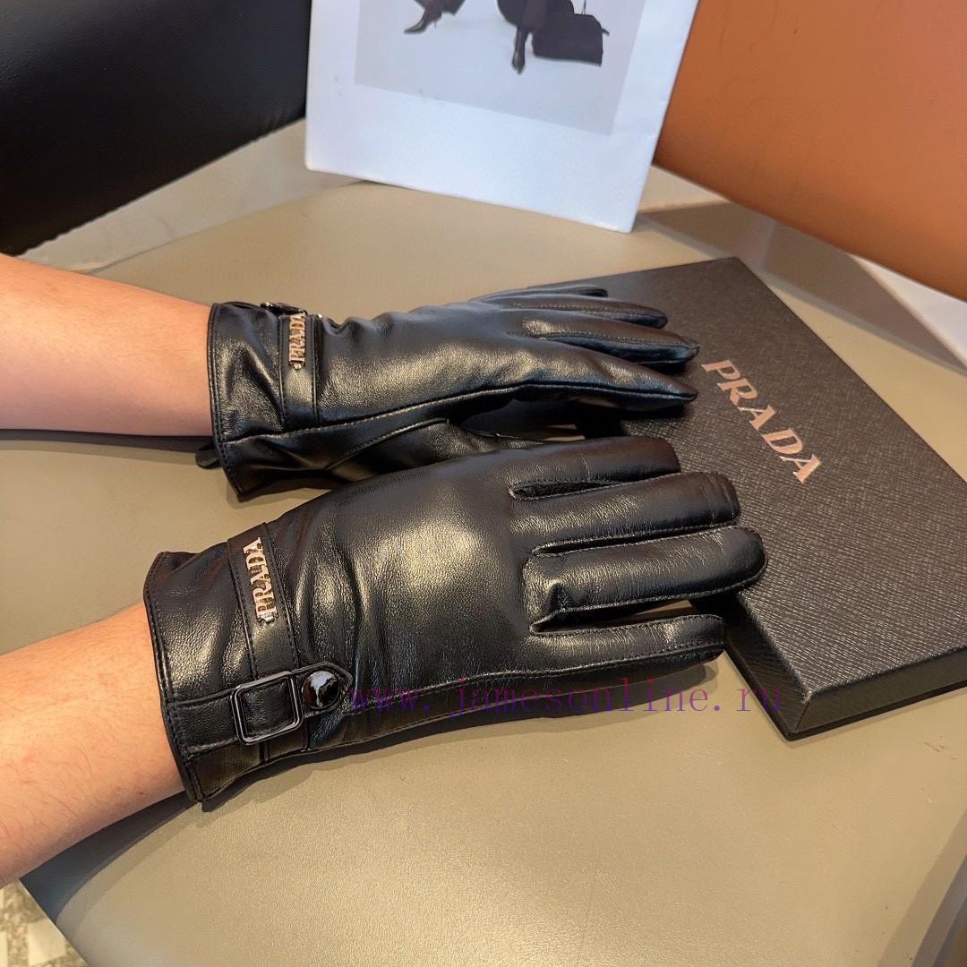 Prada Men's New Product Sheepskin Gloves, Fashionable Gloves, Warm in Autumn and Winter with5iem0oav - Image 2