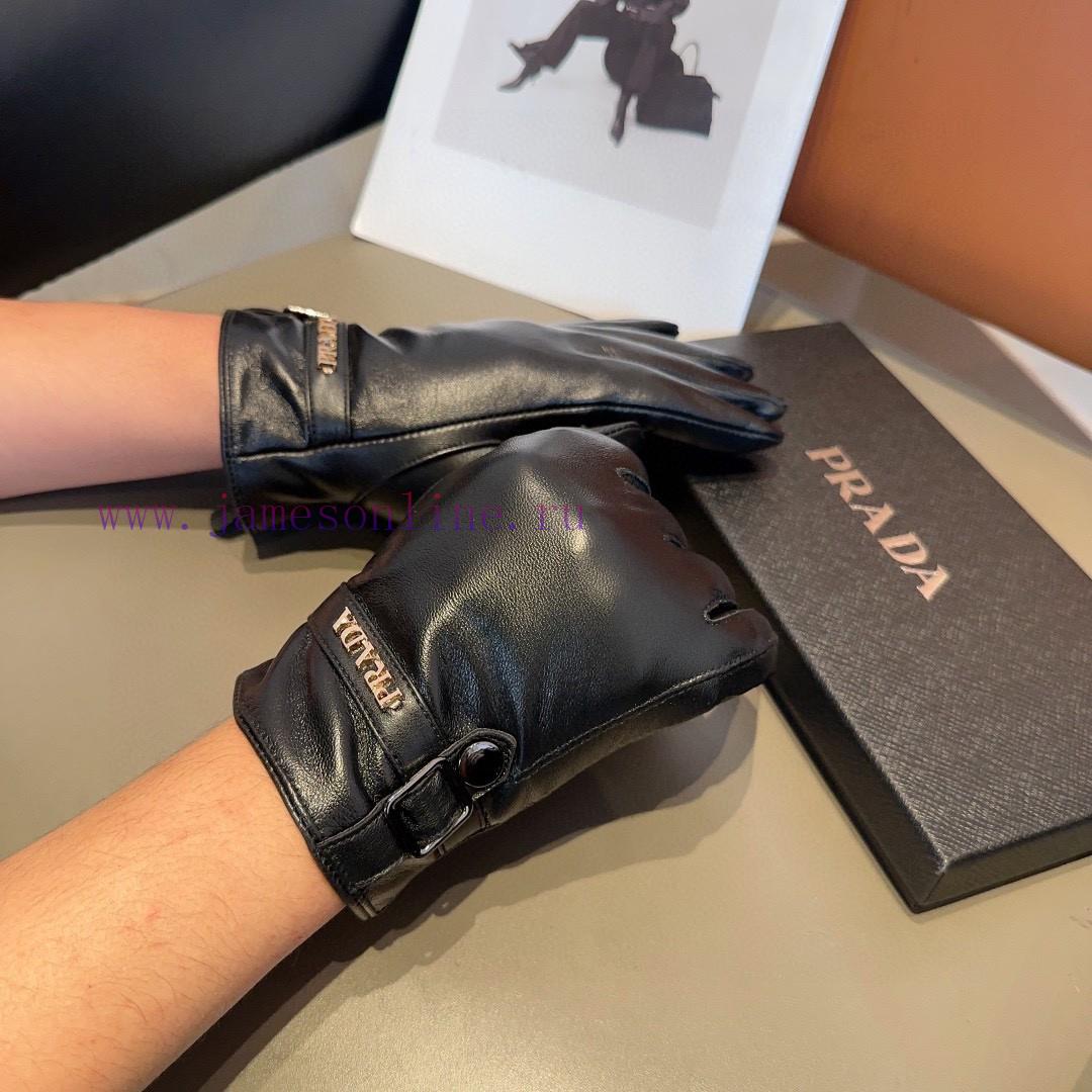 Prada Men's New Product Sheepskin Gloves, Fashionable Gloves, Warm in Autumn and Winter with5iem0oav - Image 4