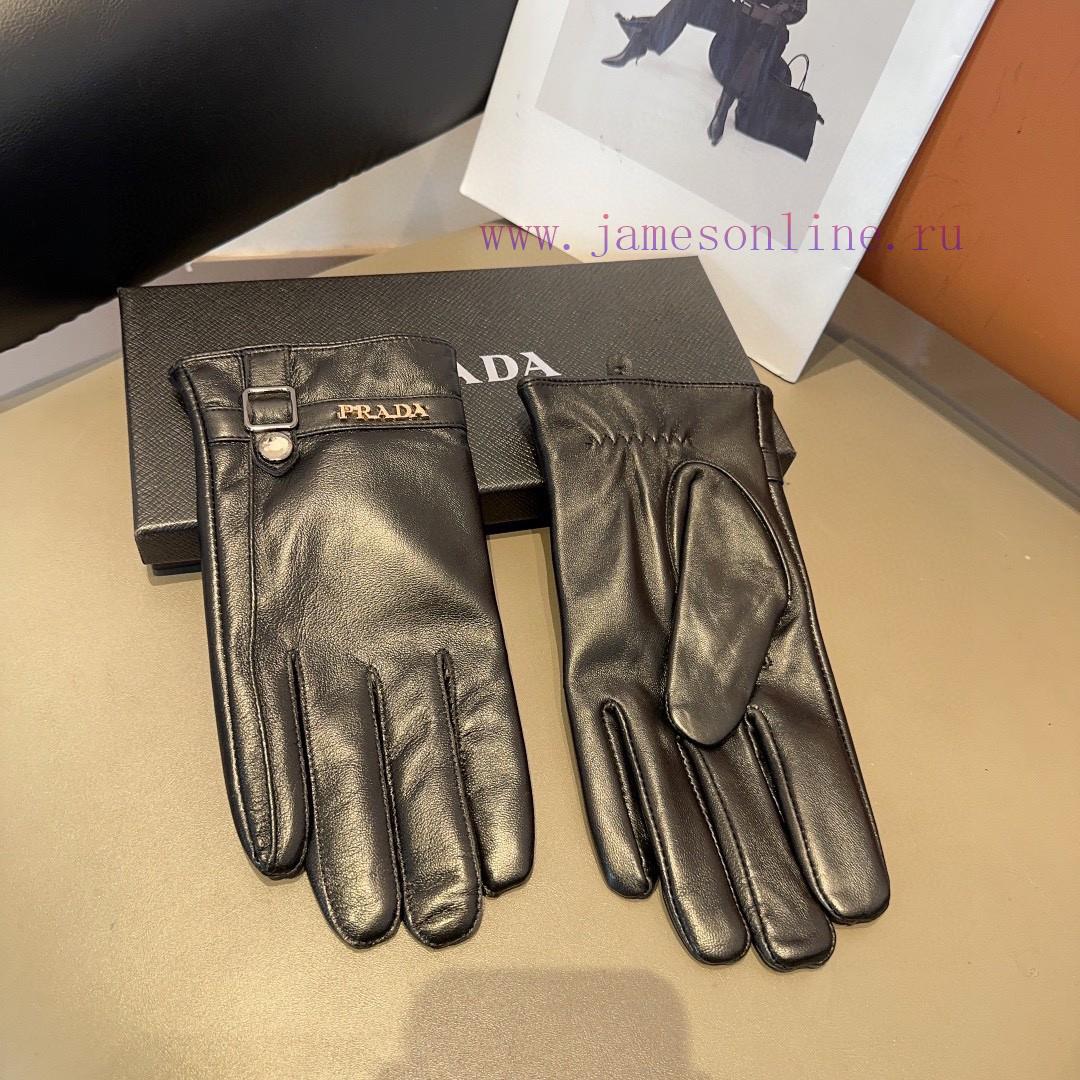 Prada Men's New Product Sheepskin Gloves, Fashionable Gloves, Warm in Autumn and Winter with5iem0oav - Image 6